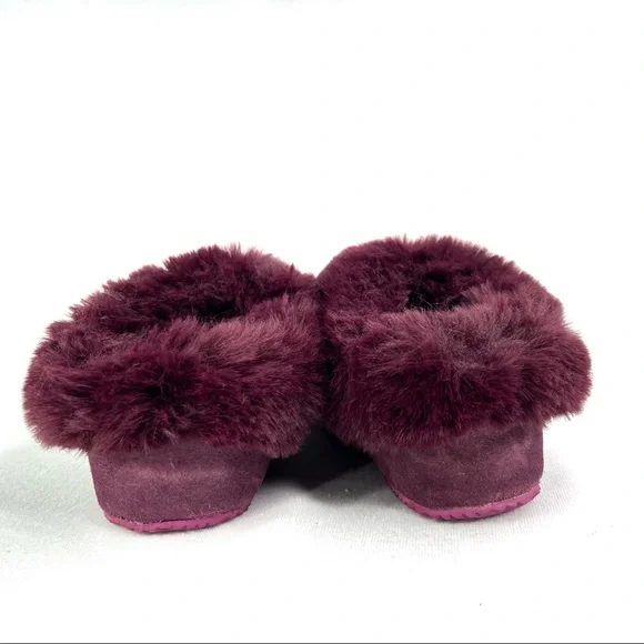 Sorel Go Coffee Run Slippers Slip On Red Suede Faux Fur Lined Rubber Sole 6 - Picture 4 of 8